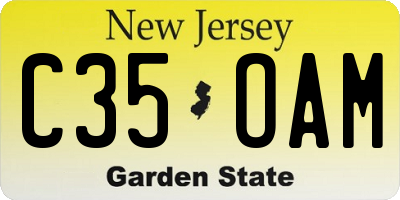 NJ license plate C35OAM