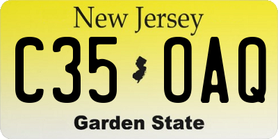 NJ license plate C35OAQ