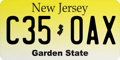 NJ license plate C35OAX