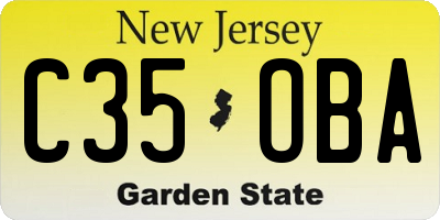 NJ license plate C35OBA
