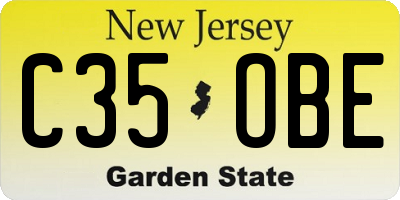 NJ license plate C35OBE