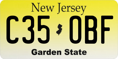 NJ license plate C35OBF