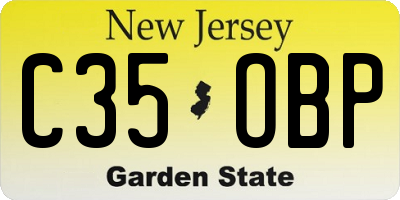 NJ license plate C35OBP