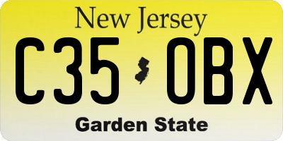 NJ license plate C35OBX