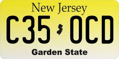 NJ license plate C35OCD