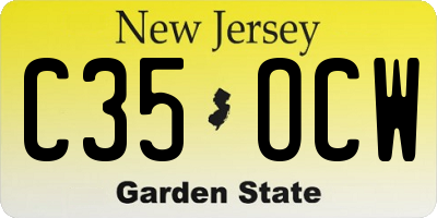 NJ license plate C35OCW