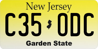NJ license plate C35ODC