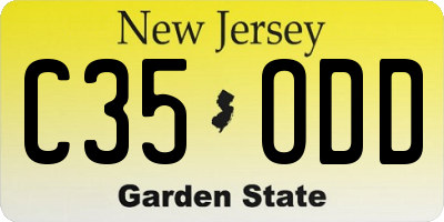 NJ license plate C35ODD