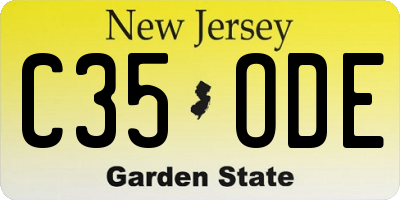 NJ license plate C35ODE