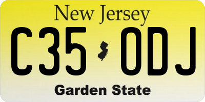 NJ license plate C35ODJ