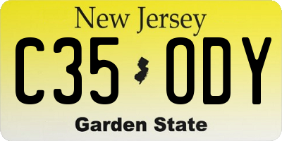 NJ license plate C35ODY