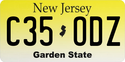 NJ license plate C35ODZ