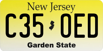 NJ license plate C35OED