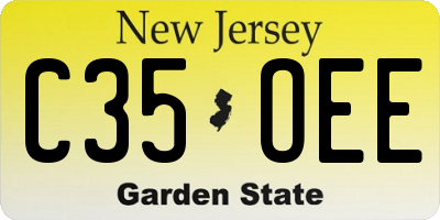 NJ license plate C35OEE