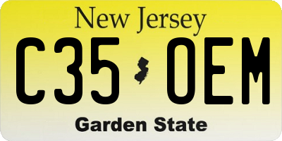 NJ license plate C35OEM