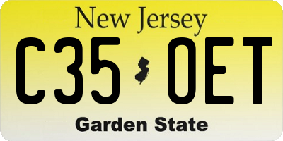NJ license plate C35OET