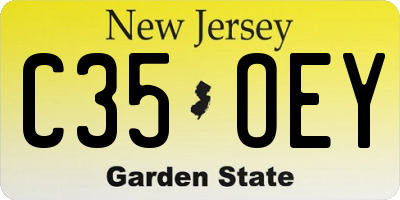 NJ license plate C35OEY