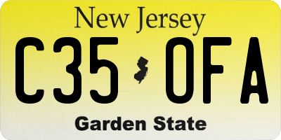 NJ license plate C35OFA