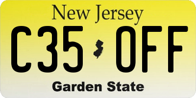 NJ license plate C35OFF