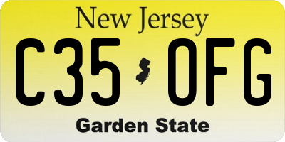 NJ license plate C35OFG