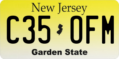 NJ license plate C35OFM
