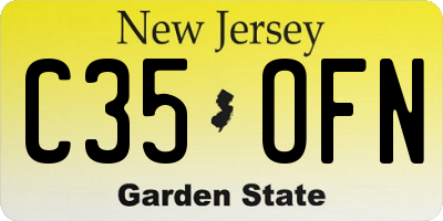 NJ license plate C35OFN