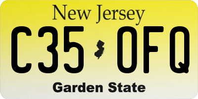NJ license plate C35OFQ