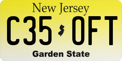 NJ license plate C35OFT
