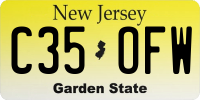 NJ license plate C35OFW