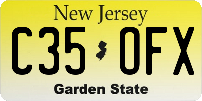 NJ license plate C35OFX
