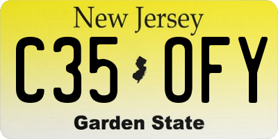 NJ license plate C35OFY