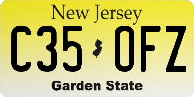 NJ license plate C35OFZ