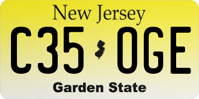 NJ license plate C35OGE