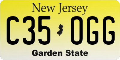 NJ license plate C35OGG