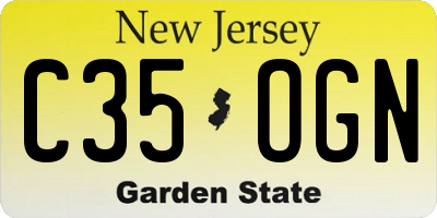 NJ license plate C35OGN