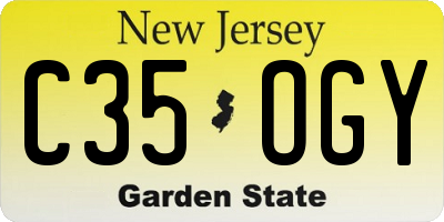 NJ license plate C35OGY