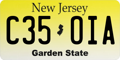 NJ license plate C35OIA