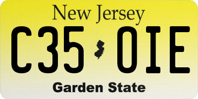 NJ license plate C35OIE