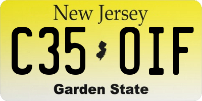 NJ license plate C35OIF