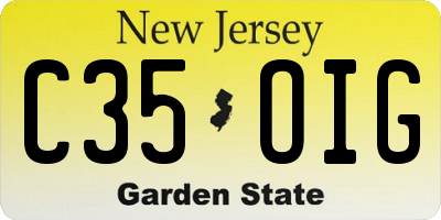 NJ license plate C35OIG