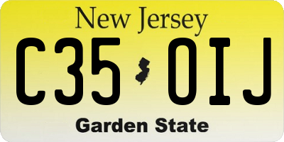 NJ license plate C35OIJ