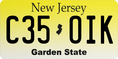 NJ license plate C35OIK