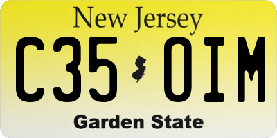NJ license plate C35OIM