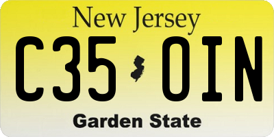 NJ license plate C35OIN