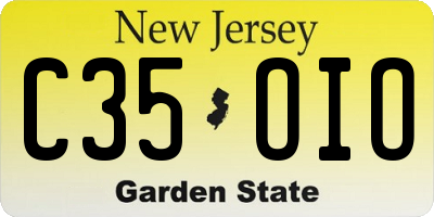 NJ license plate C35OIO