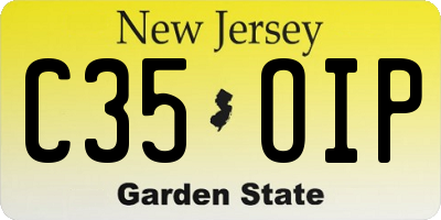 NJ license plate C35OIP