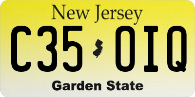NJ license plate C35OIQ