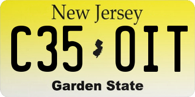NJ license plate C35OIT