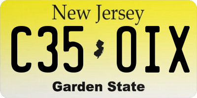 NJ license plate C35OIX