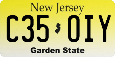 NJ license plate C35OIY